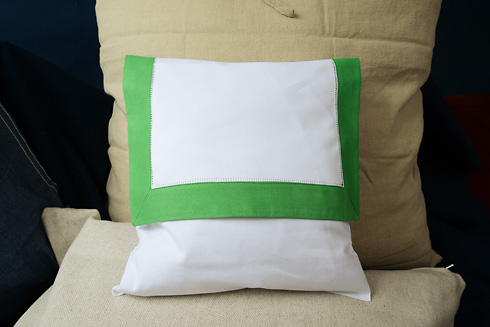 Hemstitch Baby Envelope Pillows. 12"x12". Mint Green color